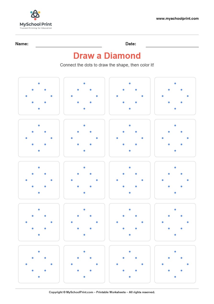2d draw diamond worksheet for kids