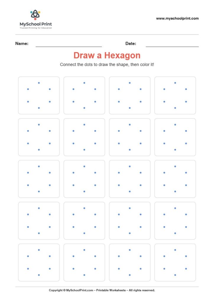 2d draw hexagon worksheet for kids