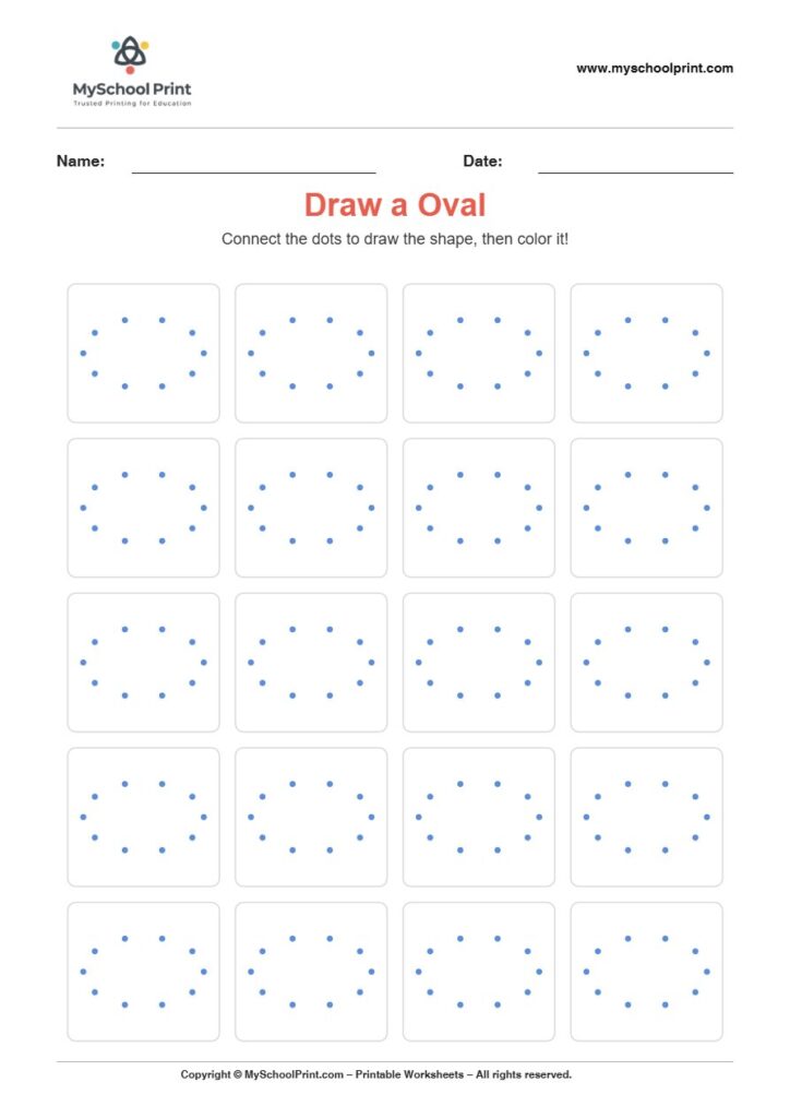 2d draw oval worksheet for kids