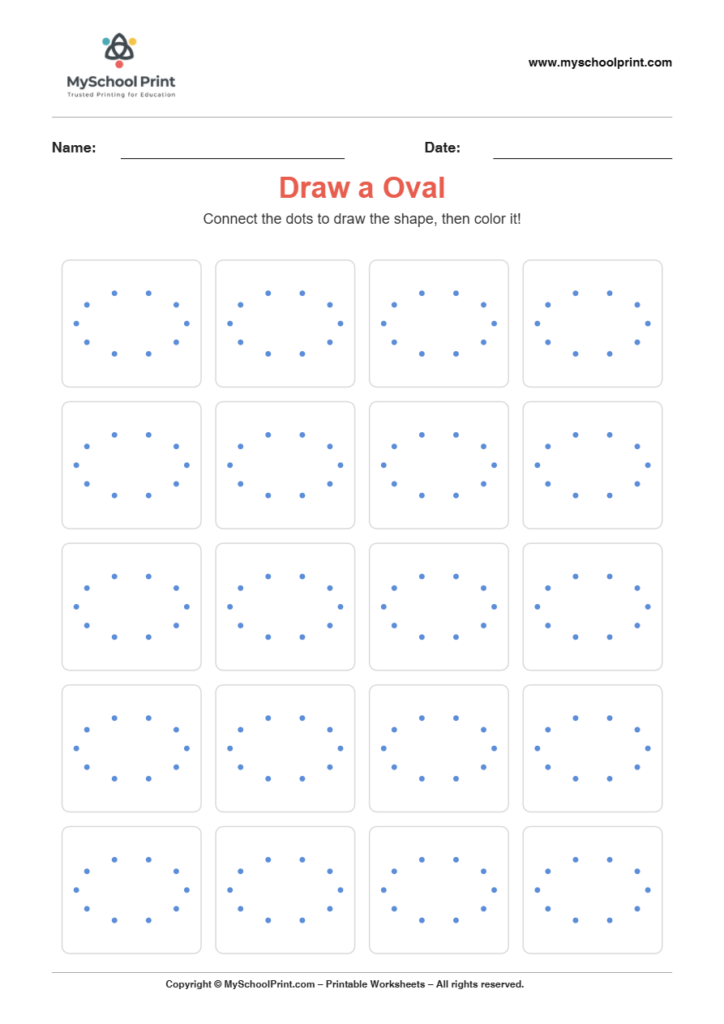 2d draw oval worksheet for kindergarten kids