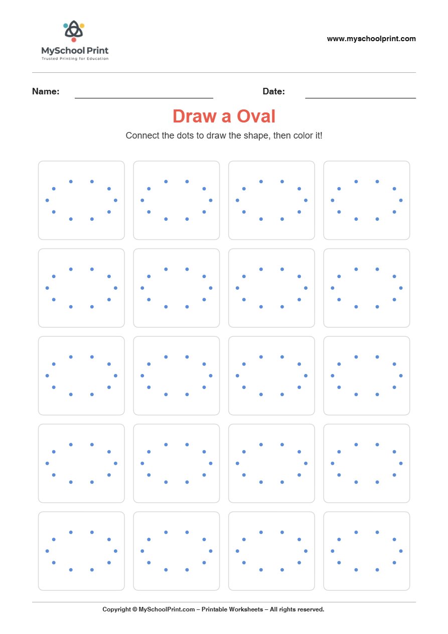 2d draw oval worksheet for kids