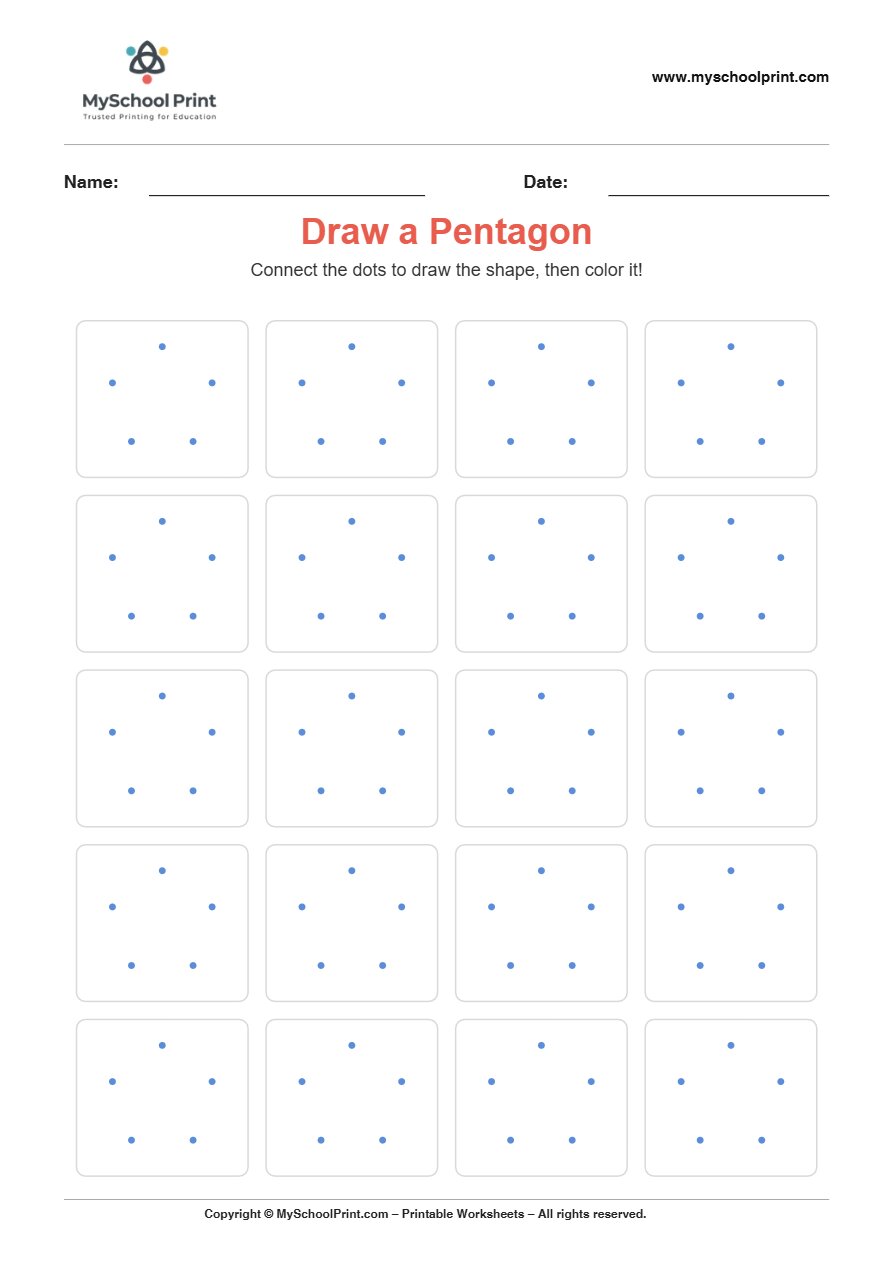 2d draw pentagon worksheet for kids