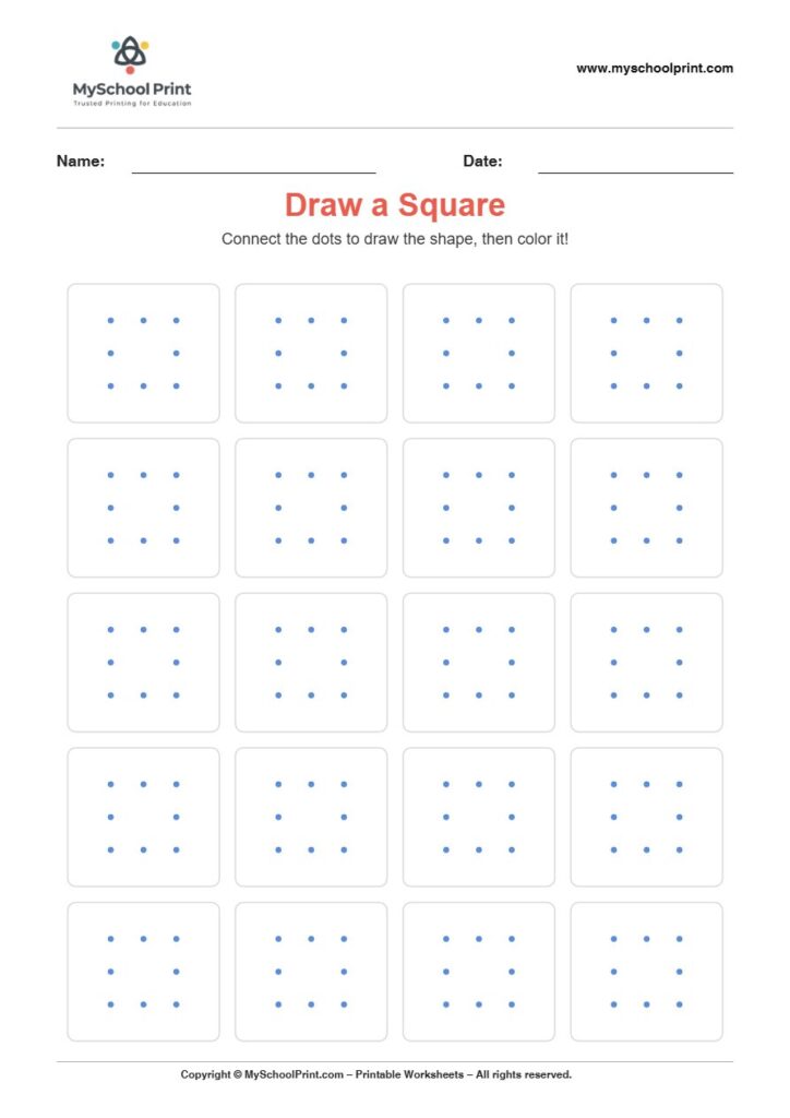 2d draw square worksheet for kids