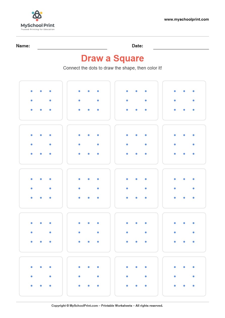 2d draw square worksheet for kids