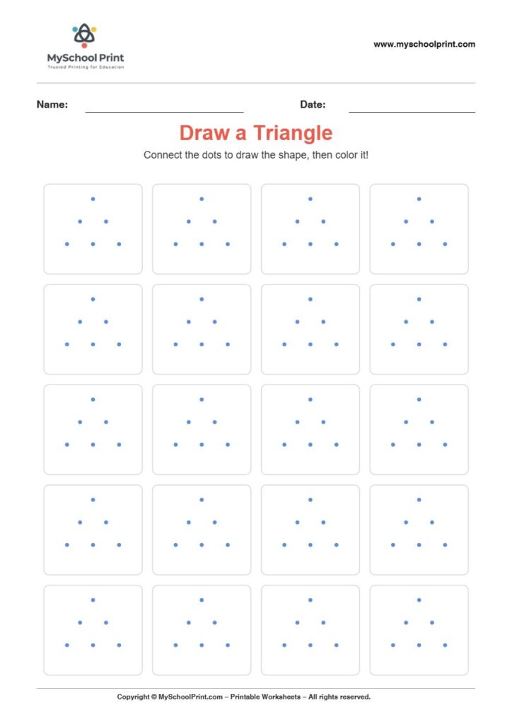 2d draw triangle worksheet for kids