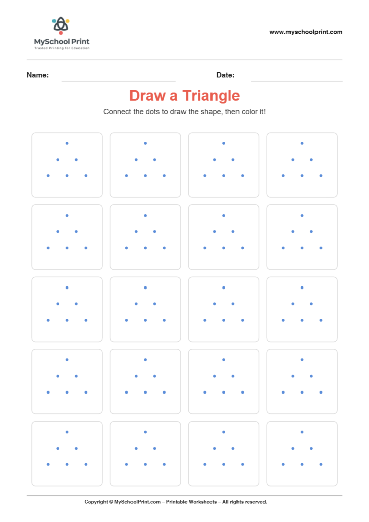 2d draw triangle worksheet for kindergarten kids