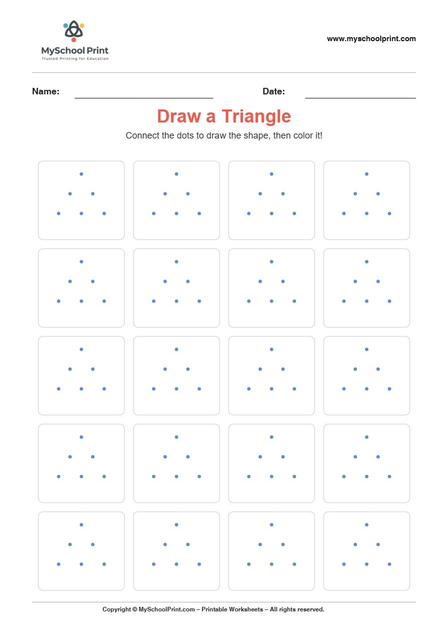 2d draw triangle worksheet for kids