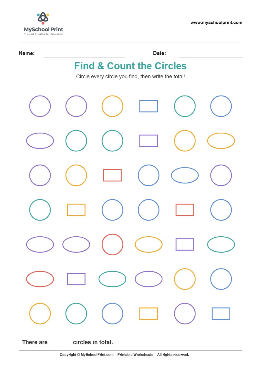 2d findcount circle worksheet for kids
