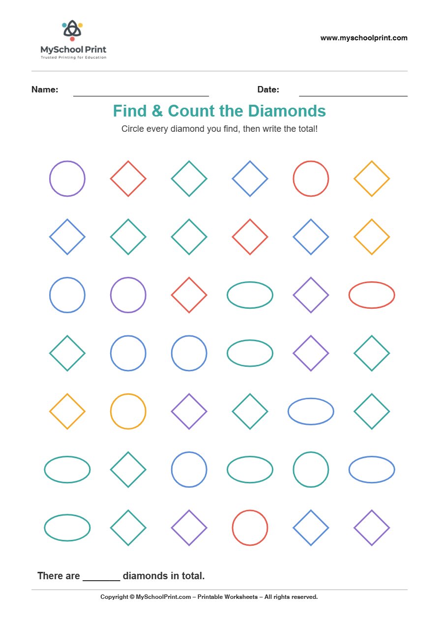 2d findcount diamond worksheet for kids