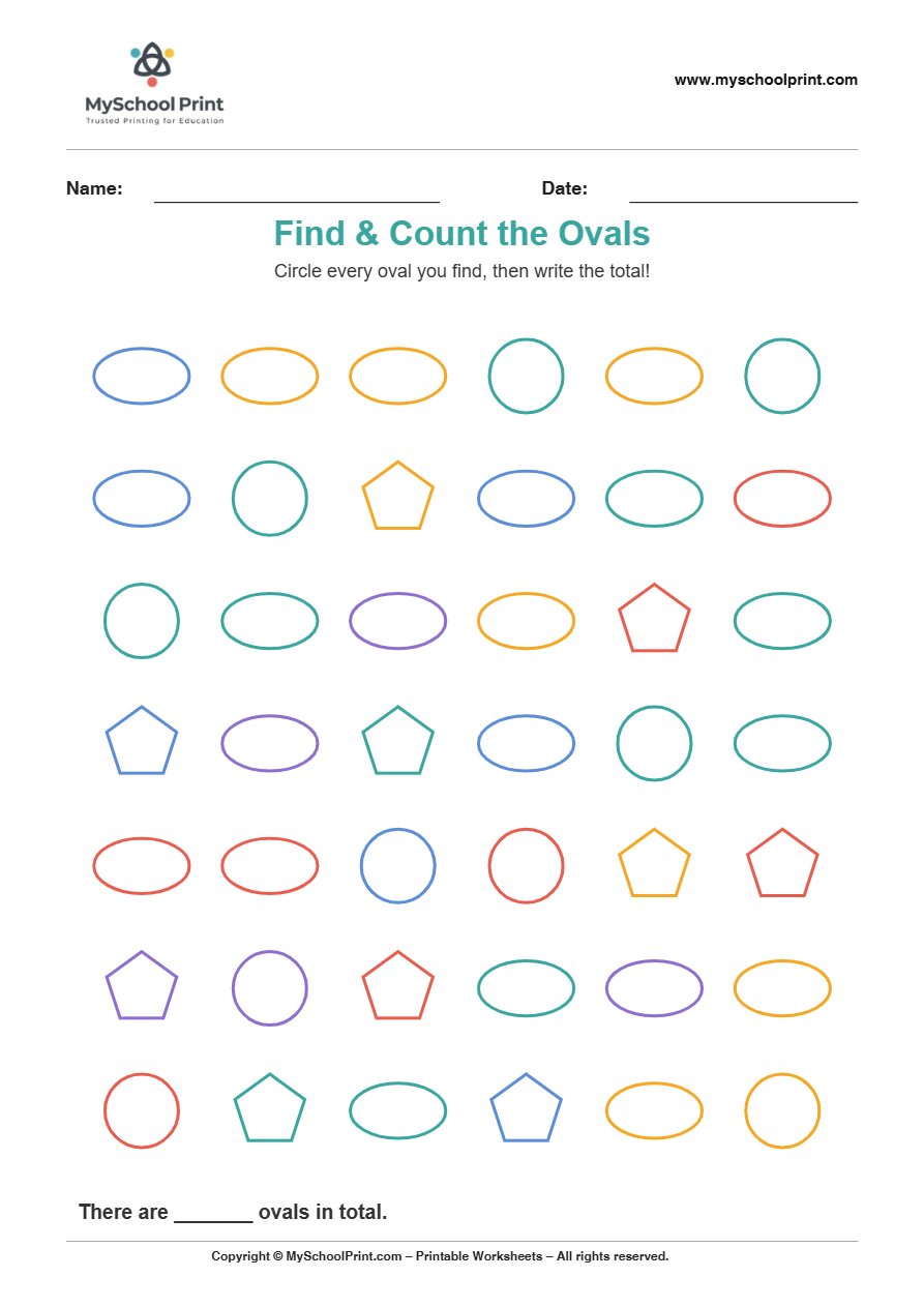 2d findcount oval worksheet for kids