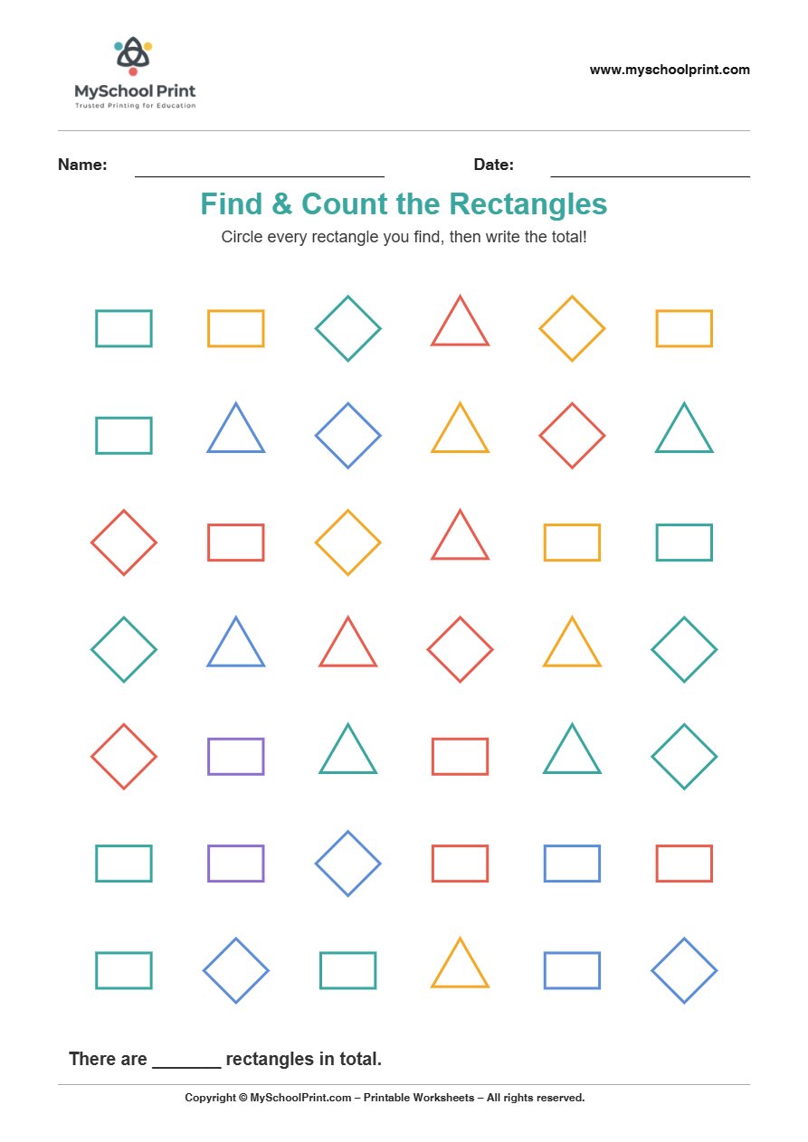 2d findcount rectangle worksheet for kids