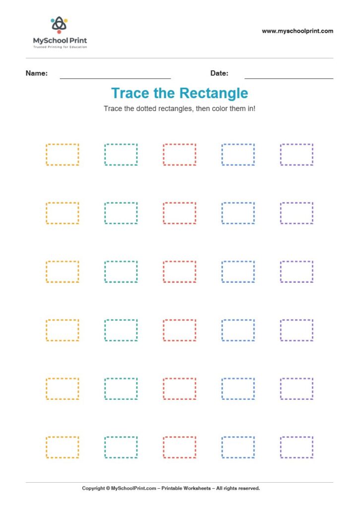 2d trace rectangle worksheet for kids