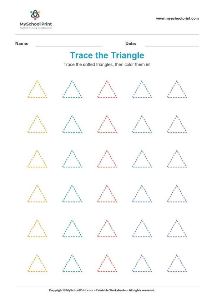 2d trace triangle worksheet for kids
