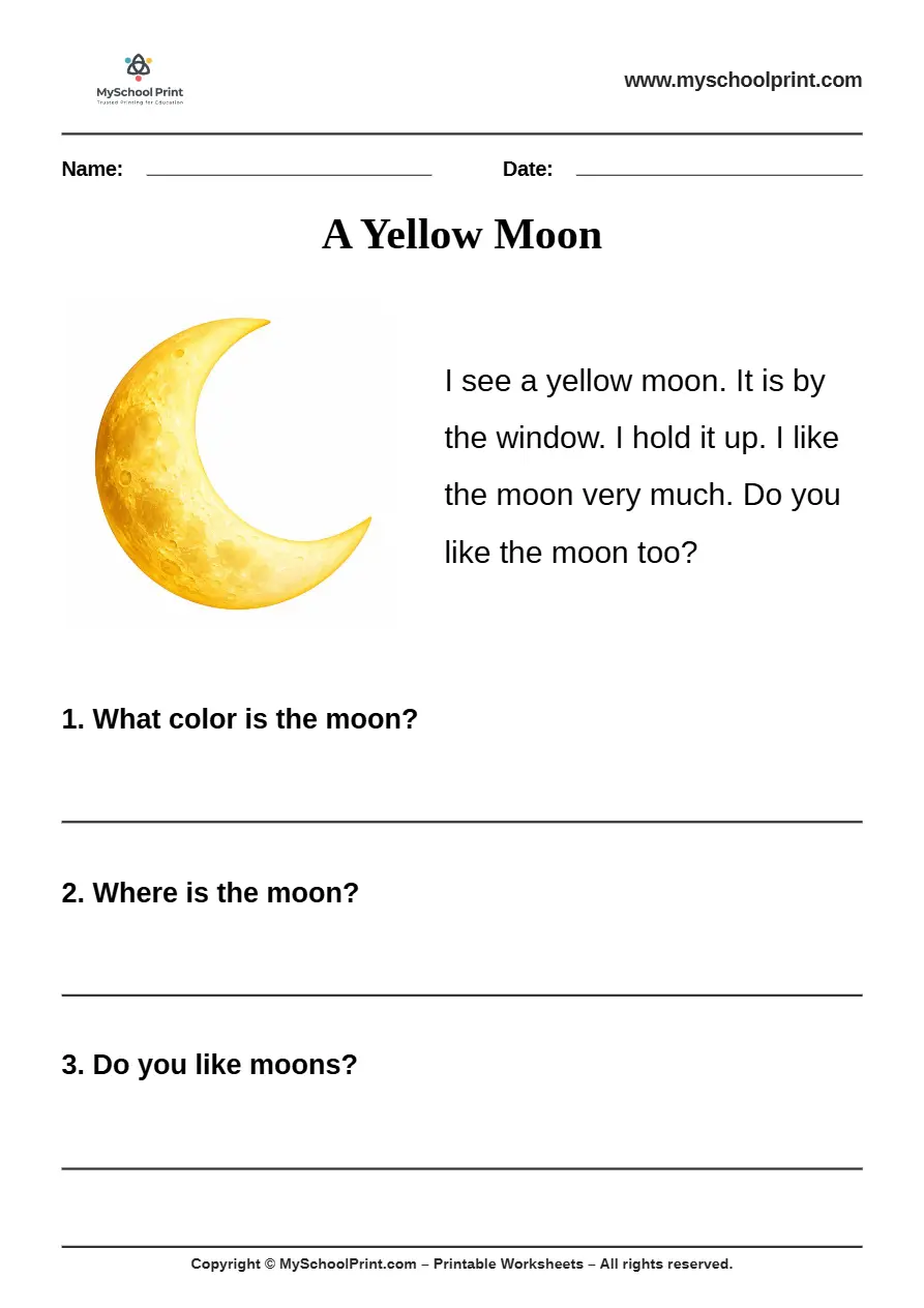 passage QA worksheet 31 for kindergarten reading practice