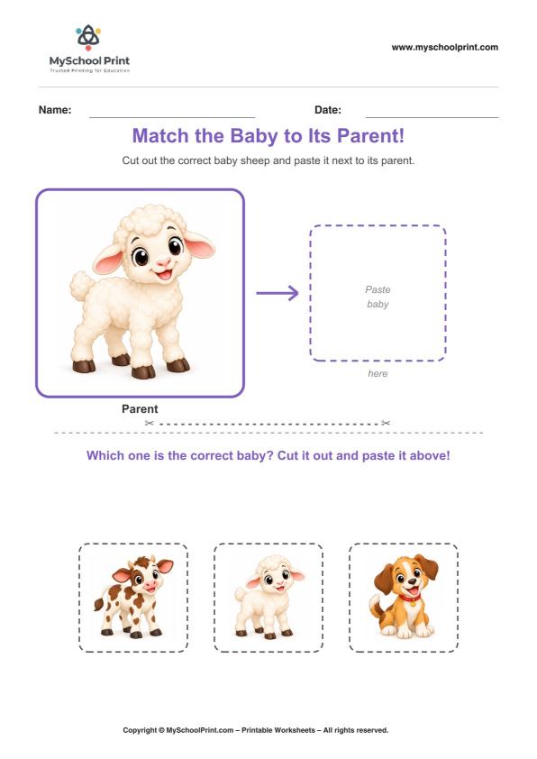 Cut and Paste Worksheet 32 for Kids