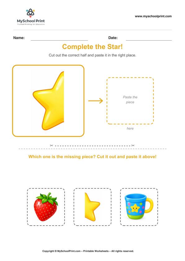 Cut and Paste Worksheet 33 for Kids