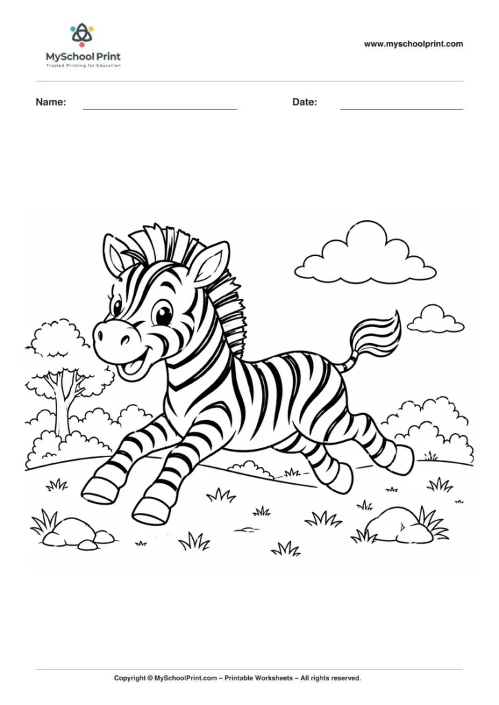 Zebra coloring page for kids