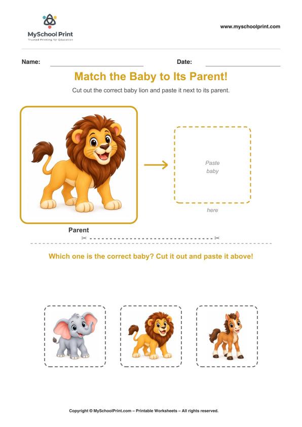 Cut and Paste Worksheet 34 for Kids