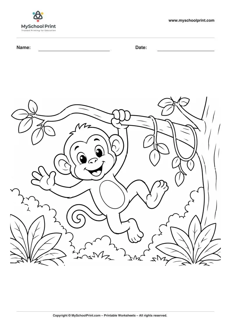 Monkey coloring page for kids