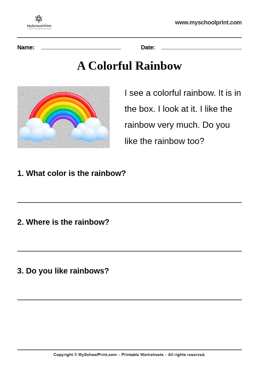 passage QA worksheet 34 for kindergarten reading practice