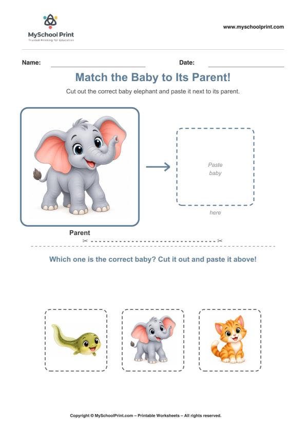 Cut and Paste Worksheet 35 for Kids