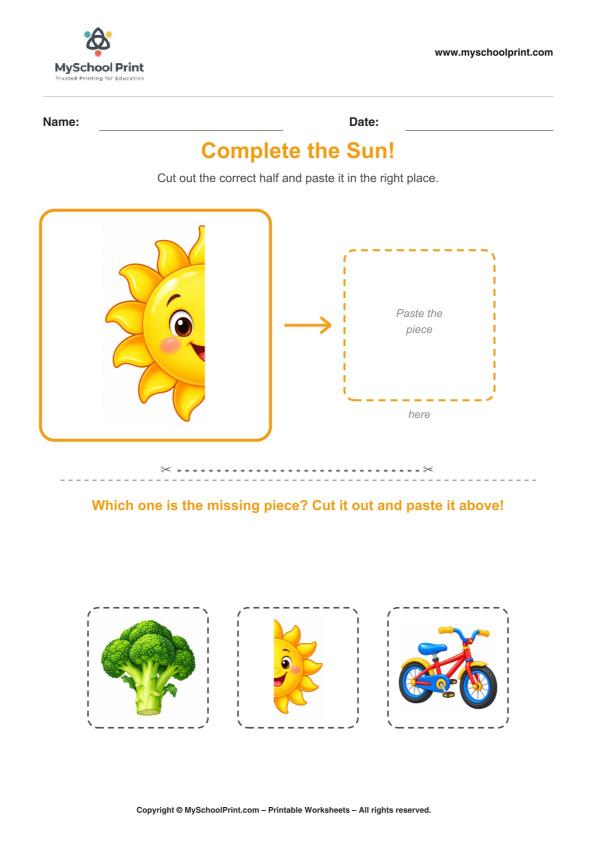 Cut and Paste Worksheet 36 for Kids