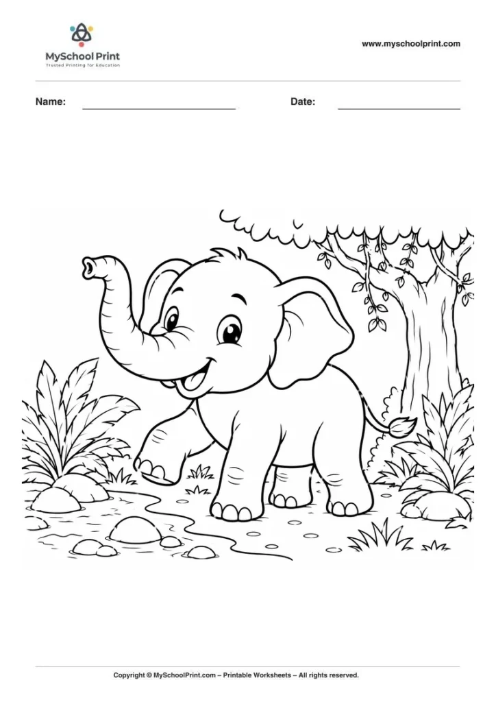 Elephant coloring page for kids