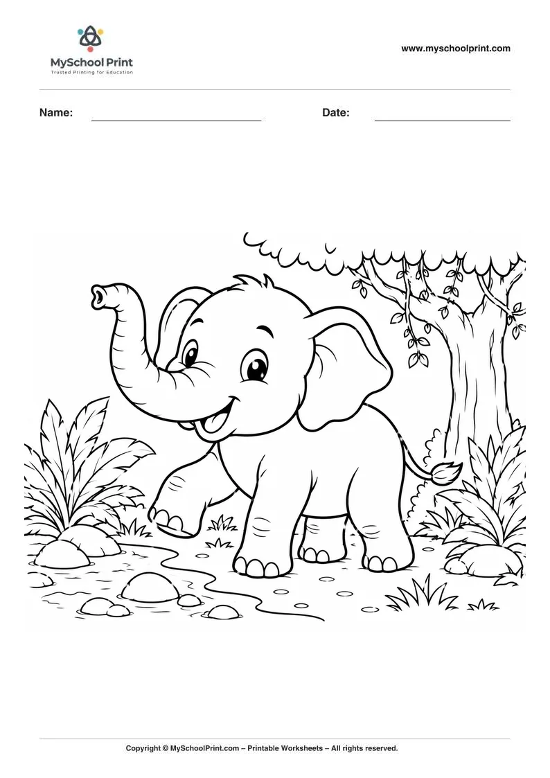 Elephant coloring page for kids