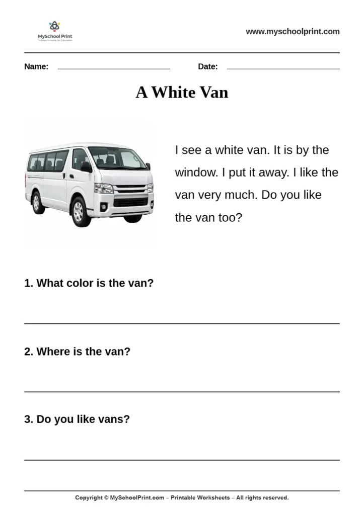 passage QA worksheet 36 for kindergarten reading practice