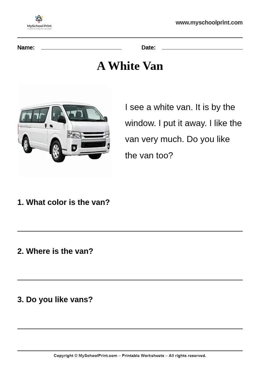 passage QA worksheet 36 for kindergarten reading practice