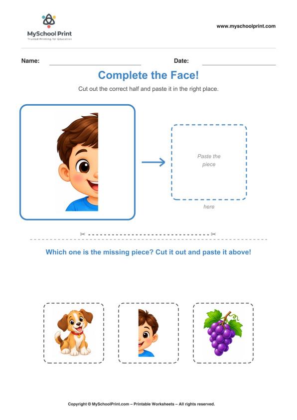 Cut and Paste Worksheet 37 for Kids