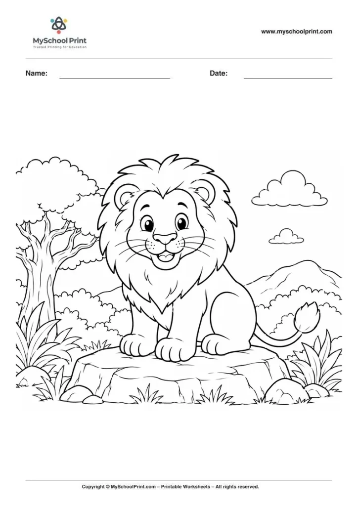 Lion coloring page for kids