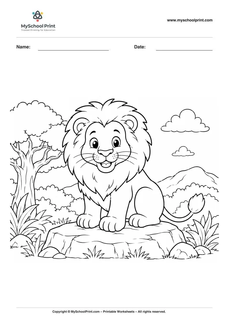 Lion coloring page for kids