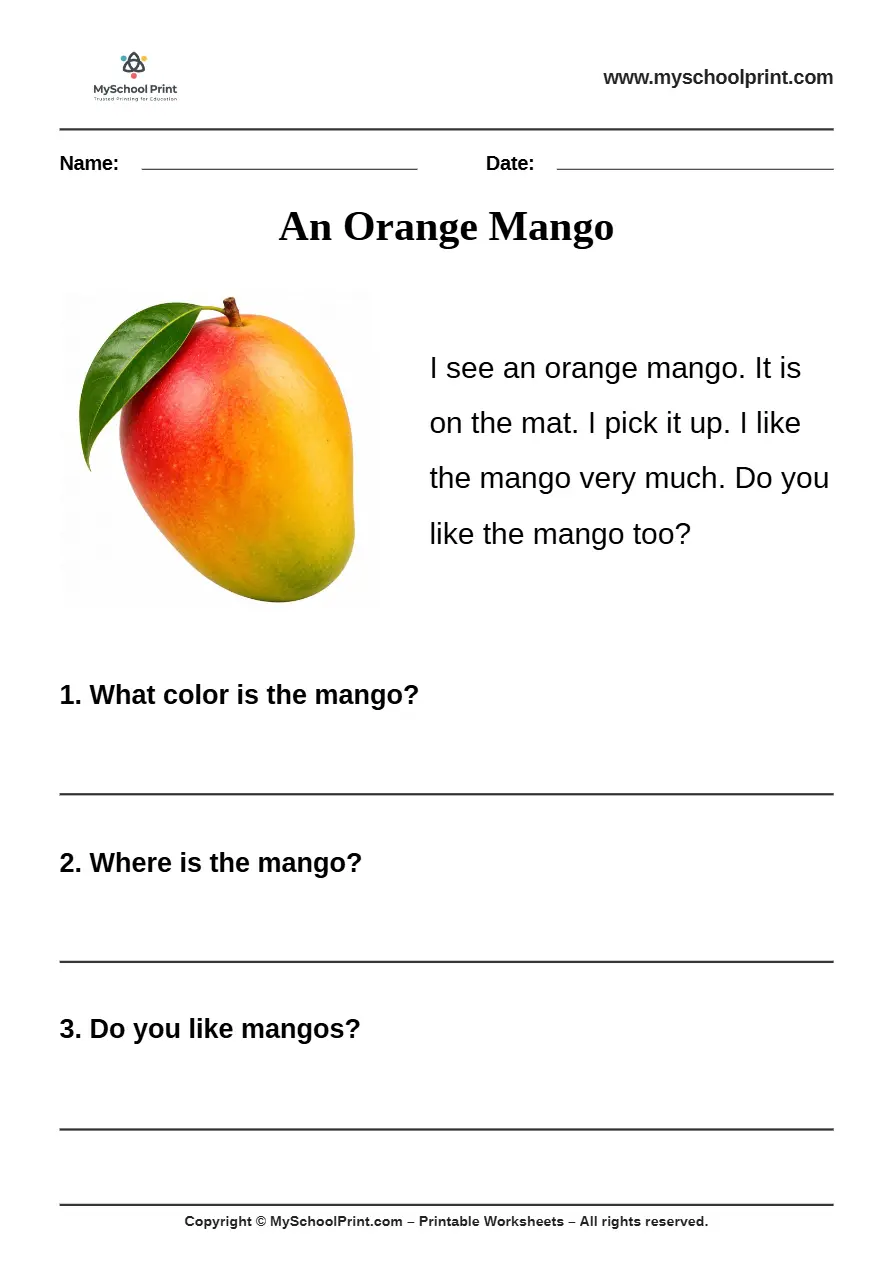 passage QA worksheet 37 for kindergarten reading practice