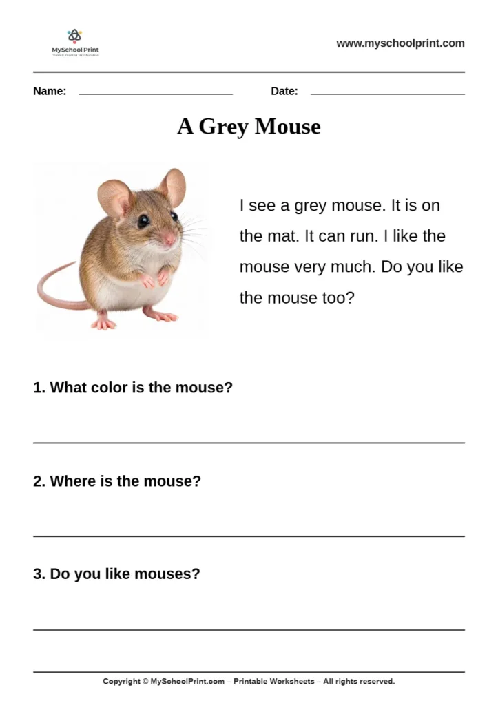 passage QA worksheet 38 for kindergarten reading practice