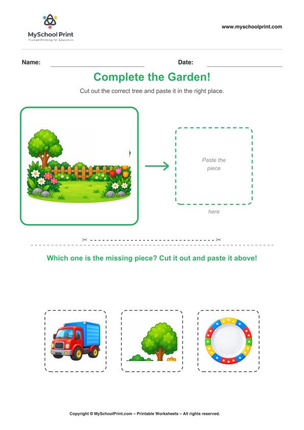 Cut and Paste Worksheet 40 for Kids