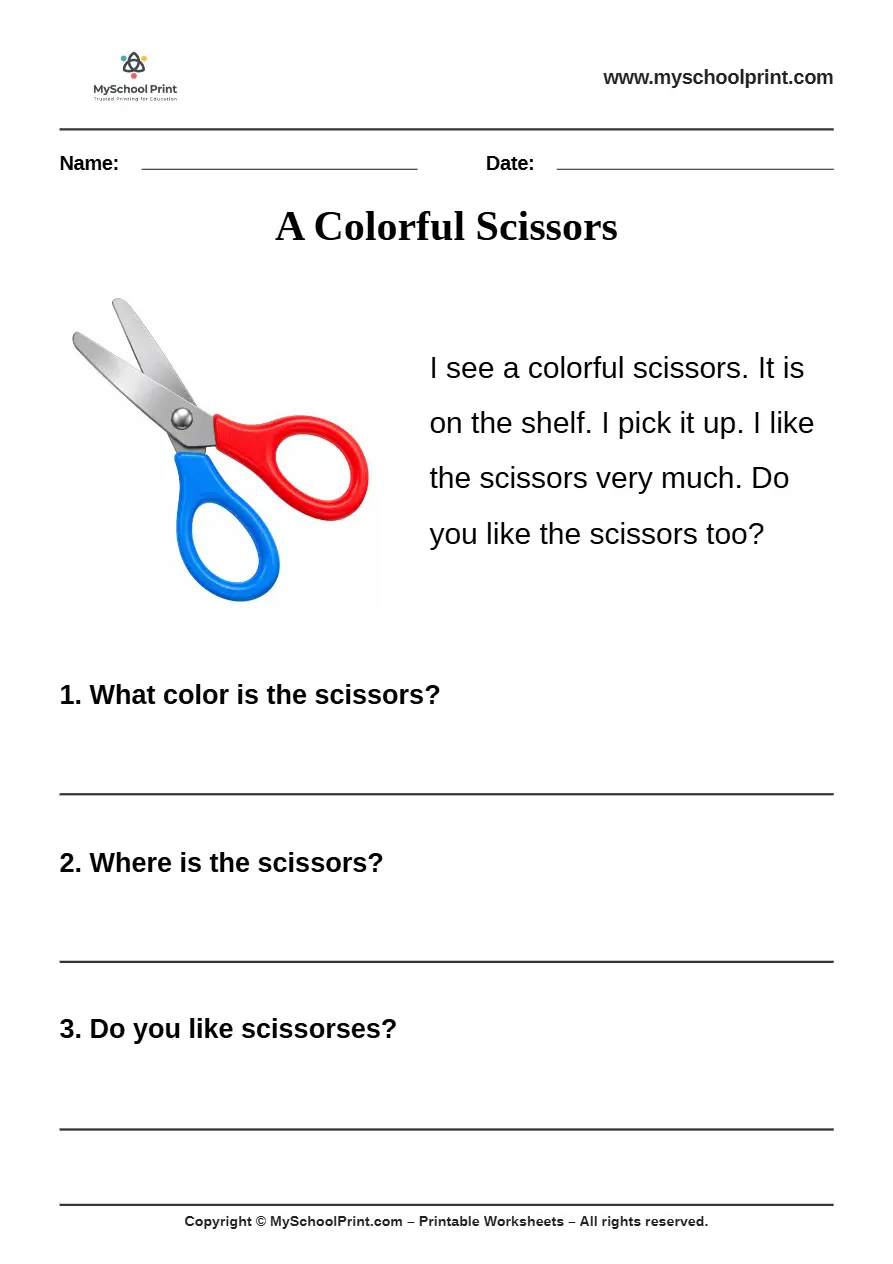 passage QA worksheet 40 for kindergarten reading practice