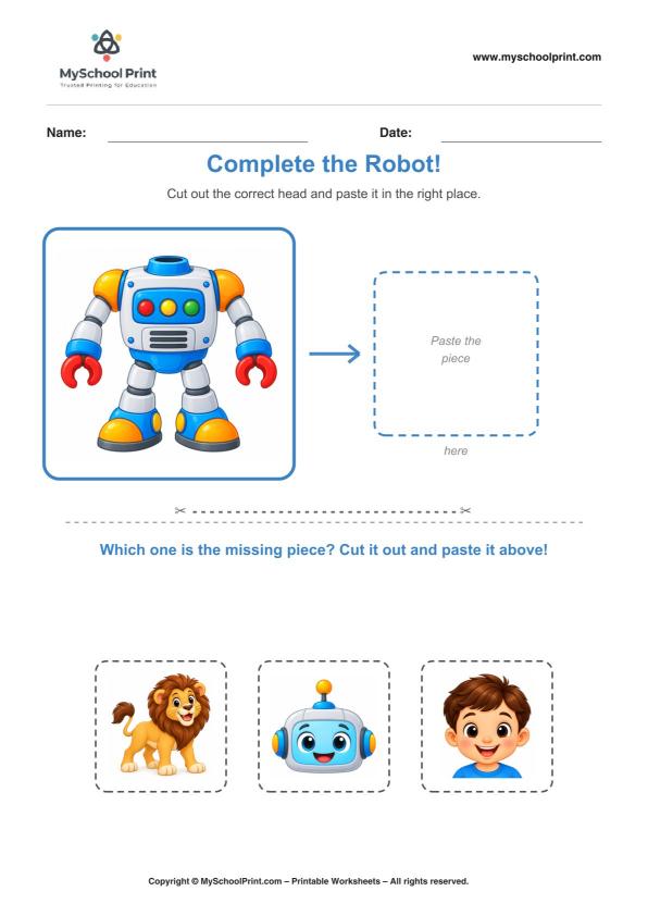 Cut and Paste Worksheet 41 for Kids
