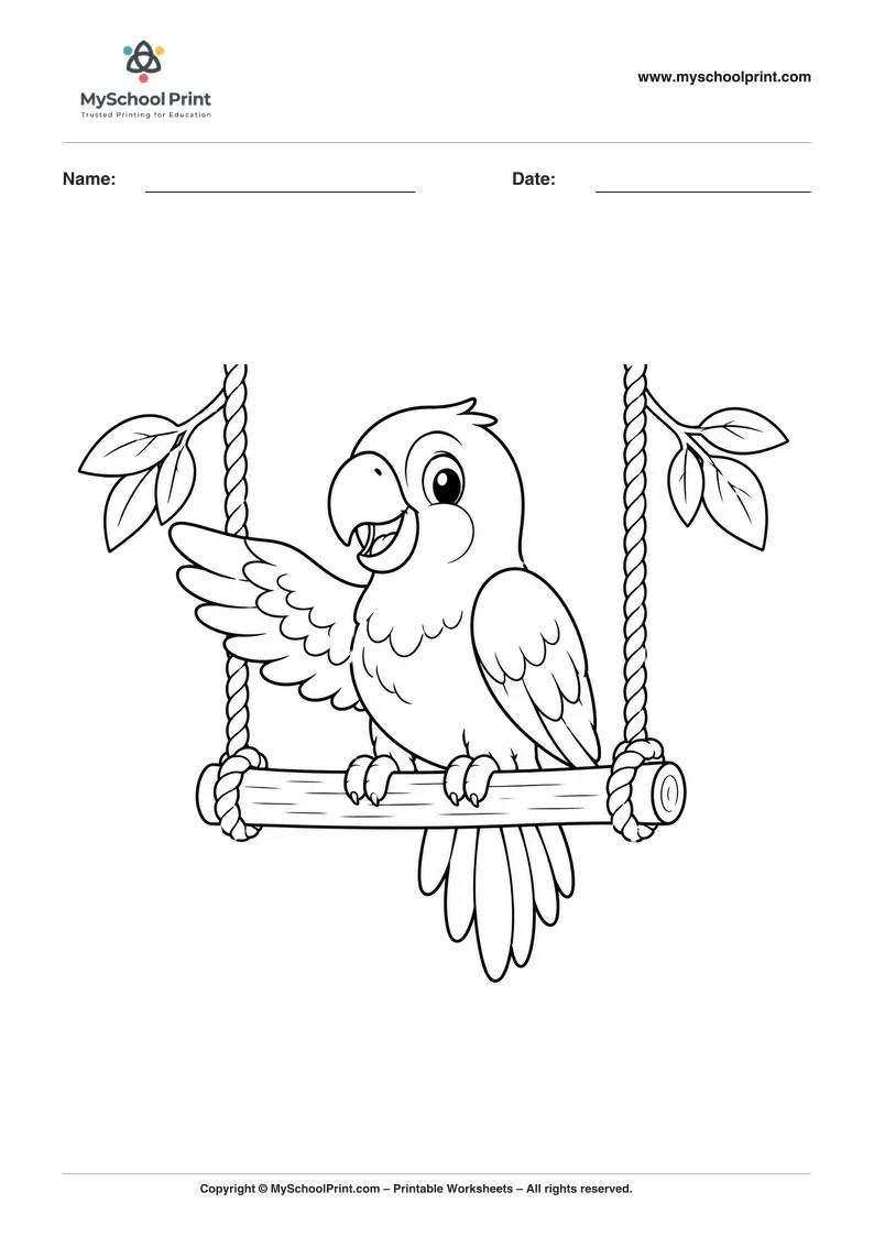 Parrot coloring page for kids