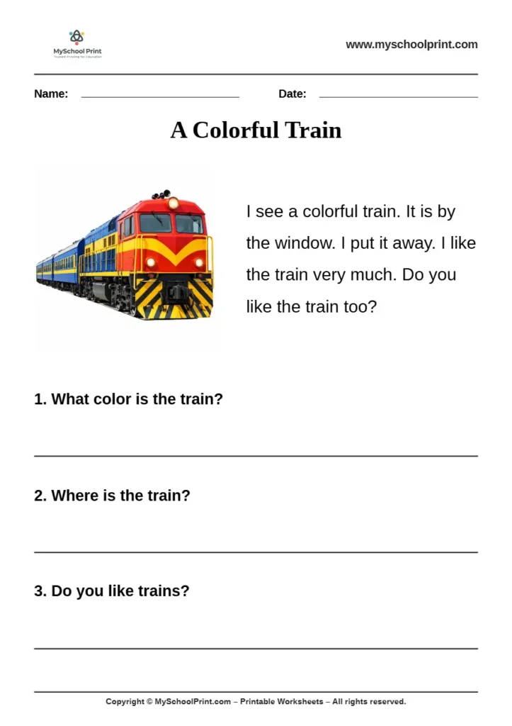 passage QA worksheet 42 for kindergarten reading practice