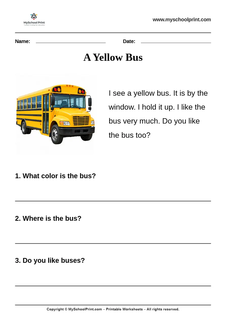 passage QA worksheet 43 for kindergarten reading practice