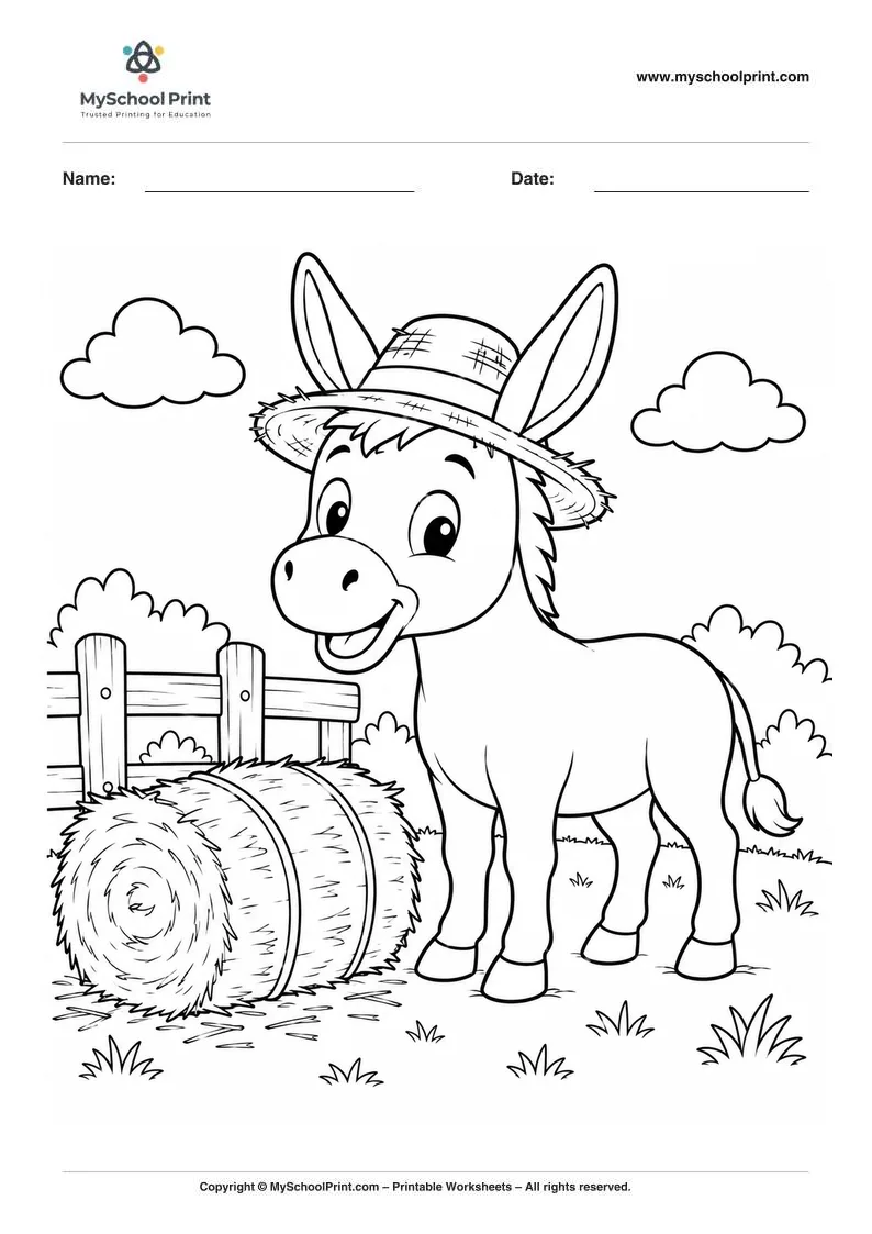 Donkey coloring page for kids