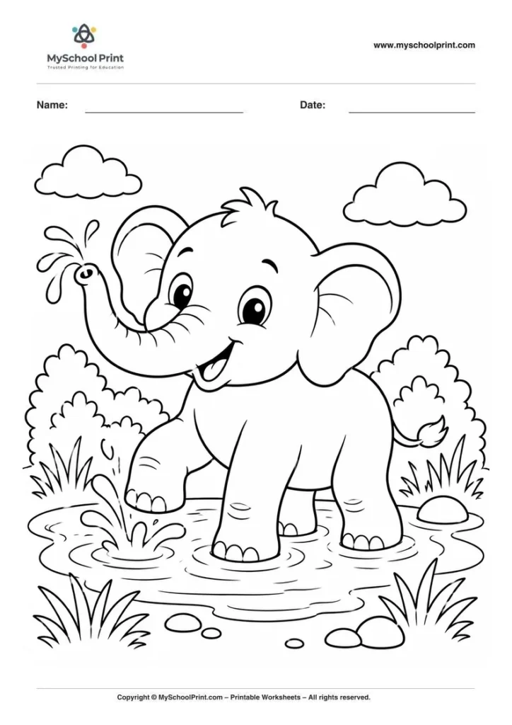 Elephant coloring page for kids