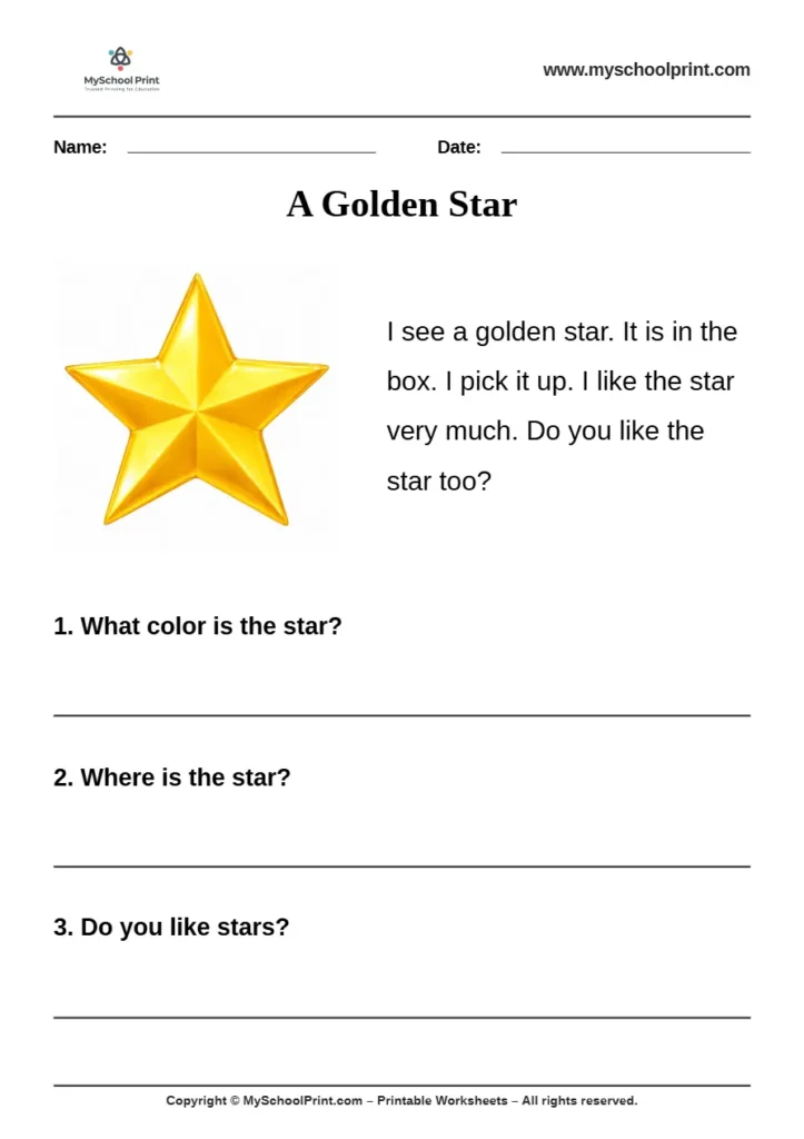 passage QA worksheet 47 for kindergarten reading practice