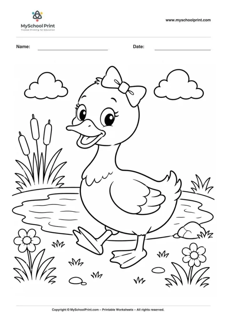 Duck coloring page for kids