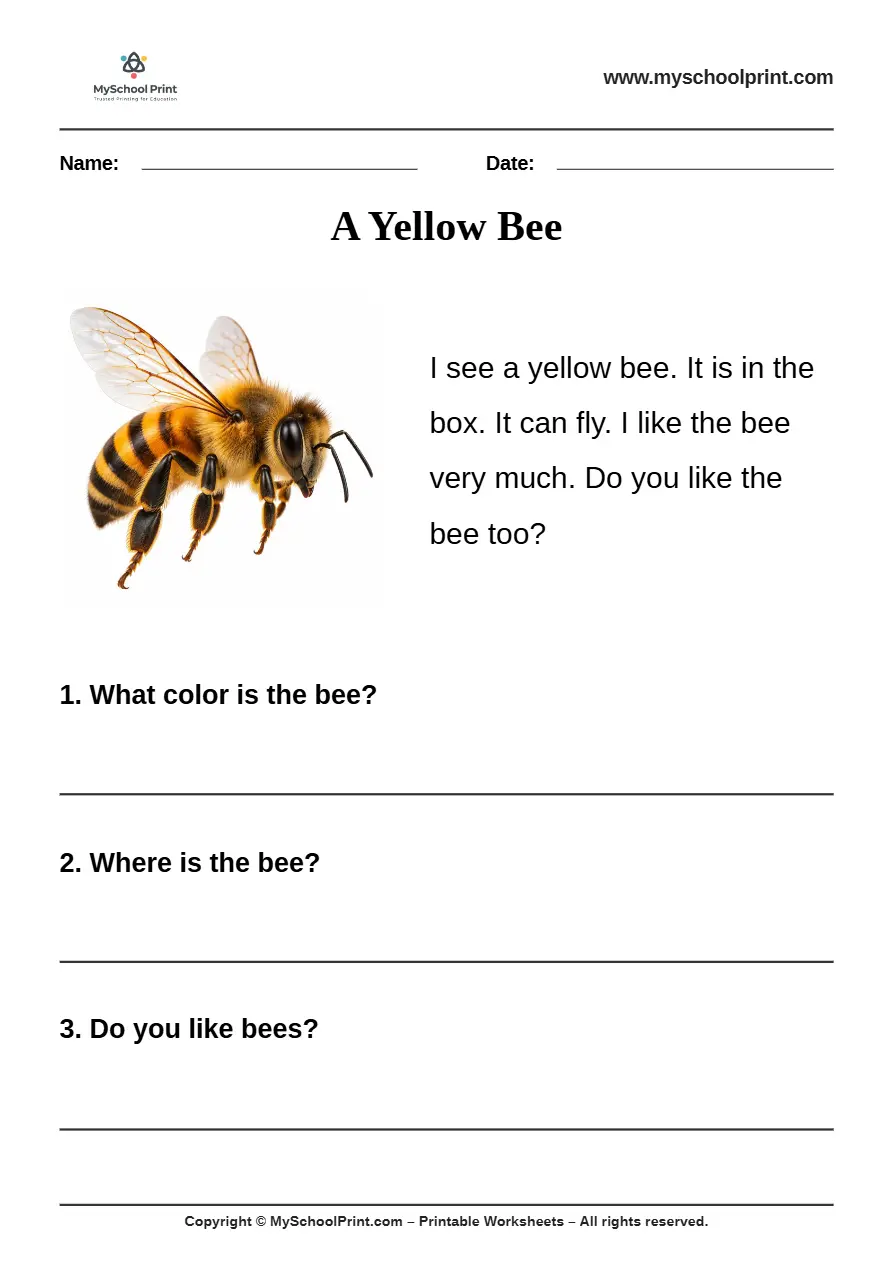 passage QA worksheet 48 for kindergarten reading practice