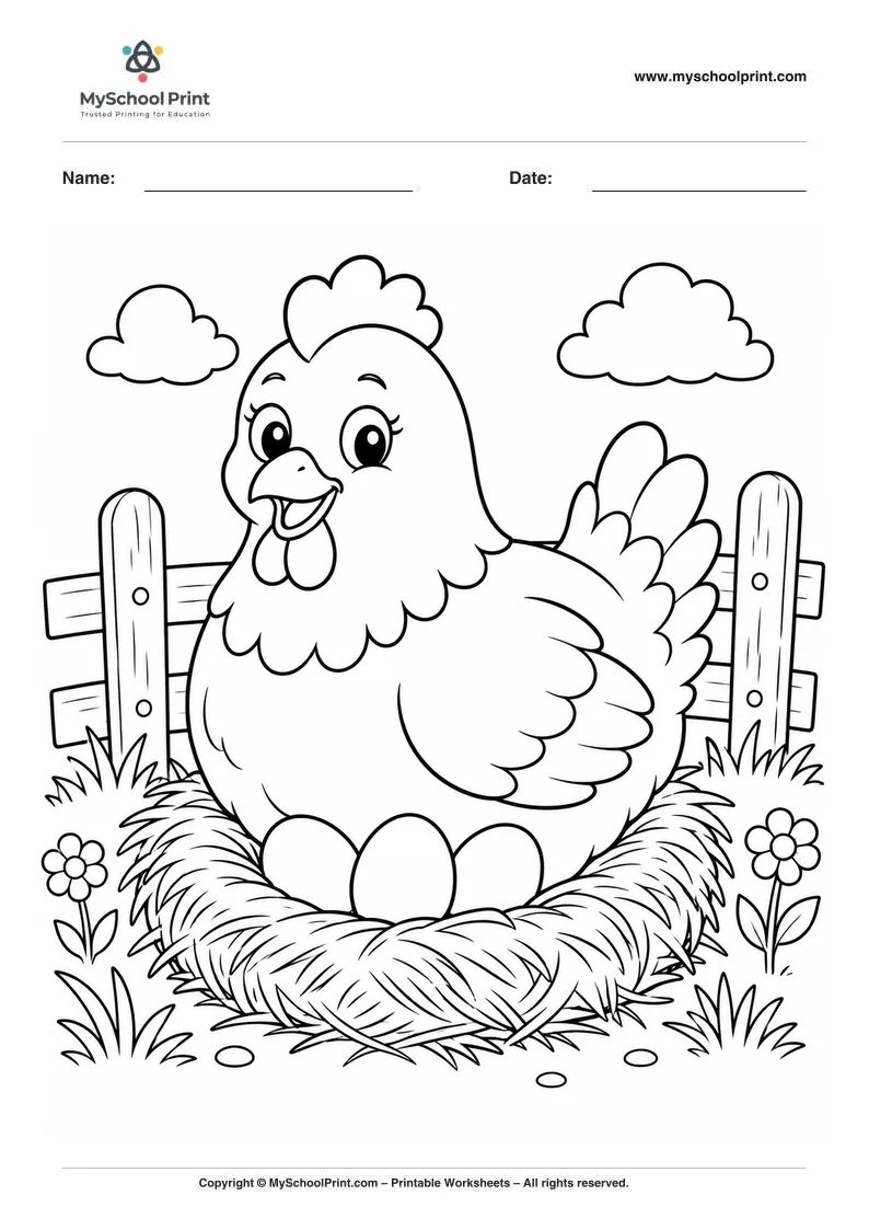 Hen coloring page for kids