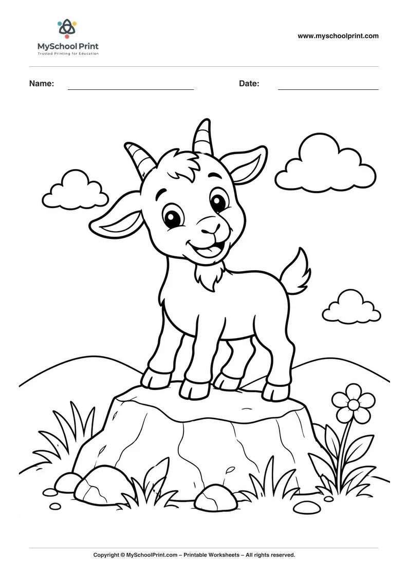 Goat coloring page for kids