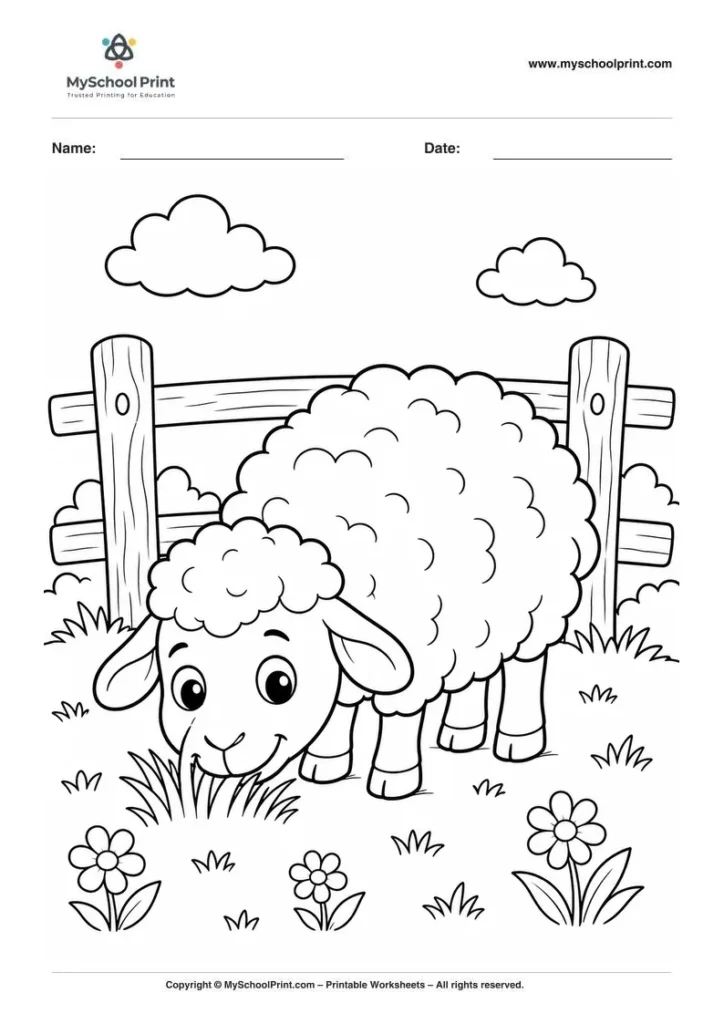 Sheep coloring page for kids
