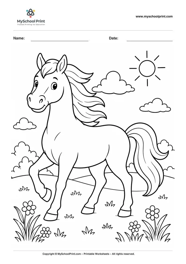 Horse coloring page for kids